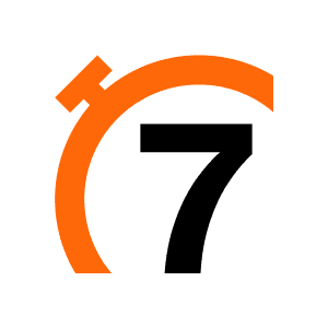 Orange stopwatch showing number seven.