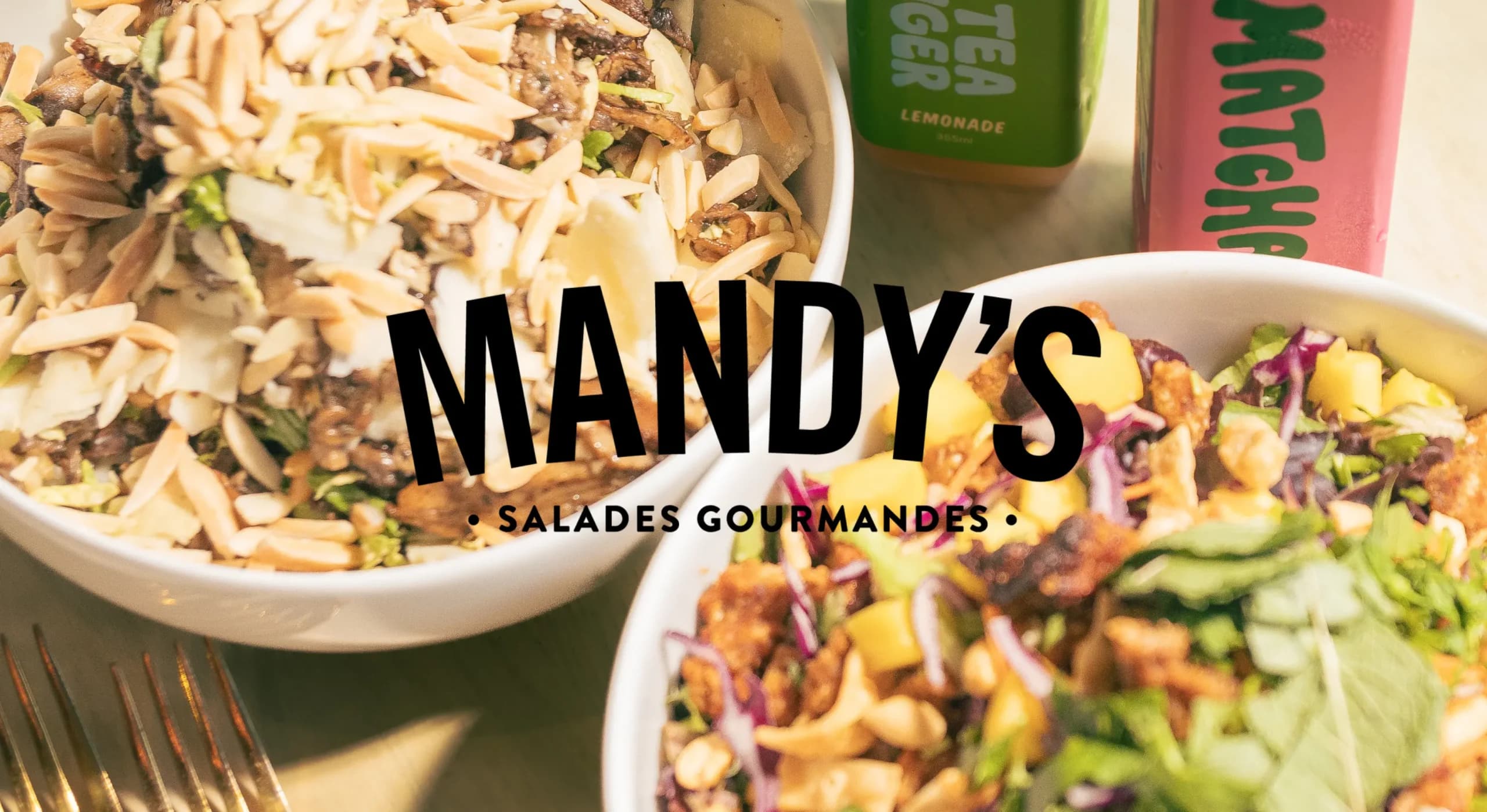 Gourmet salads with almonds and fresh ingredients