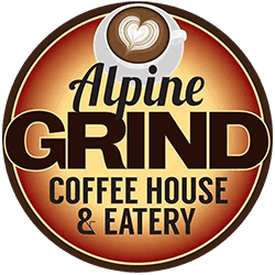 Alpine Grind coffee house logo