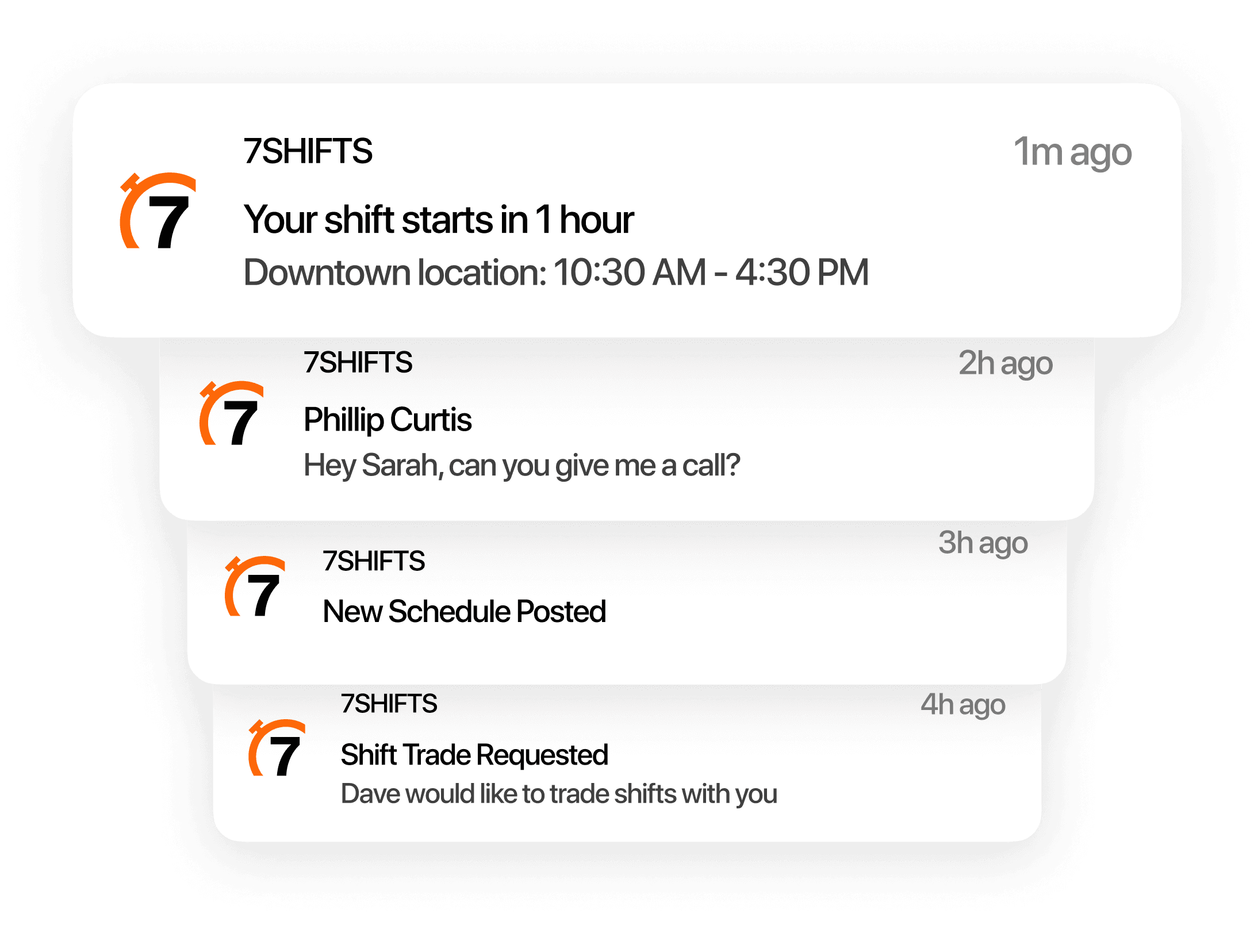 7shifts mobile app notifications for restaurant employees