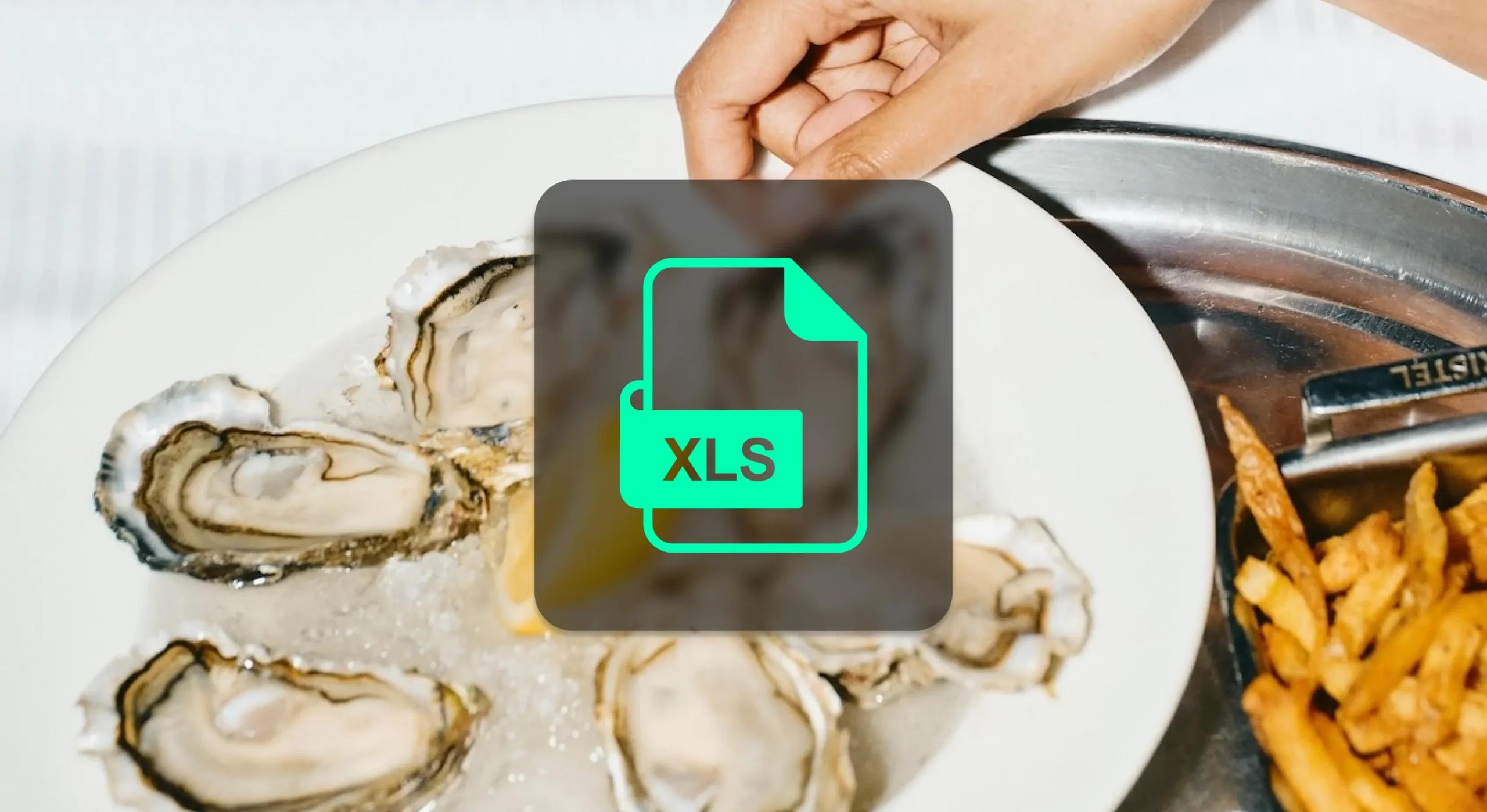 Image of plate of oysters with Excel logo on dark overlay