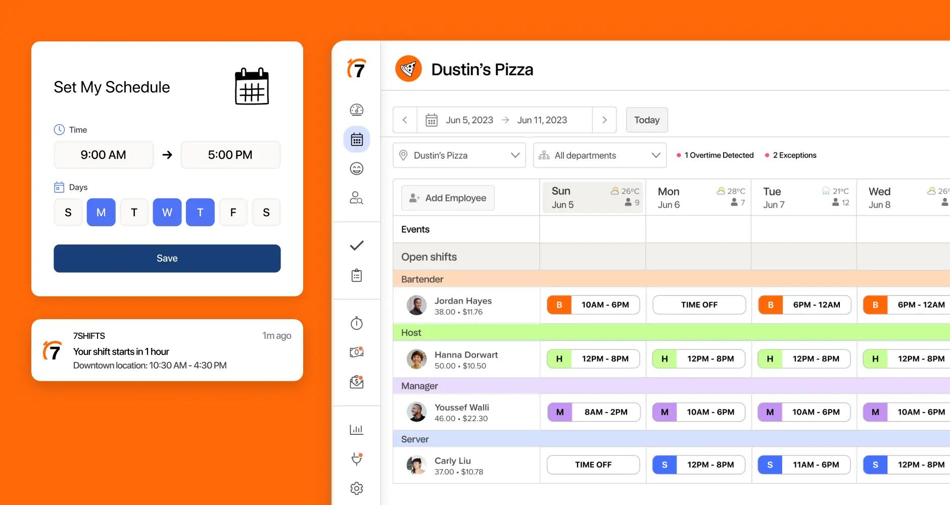 7shifts restaurant scheduling software on desktop and mobile