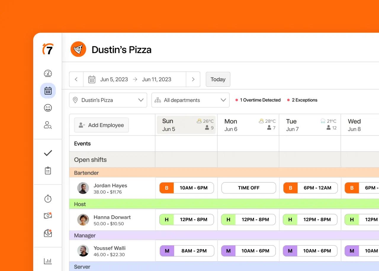 7shifts restaurant scheduling software on desktop