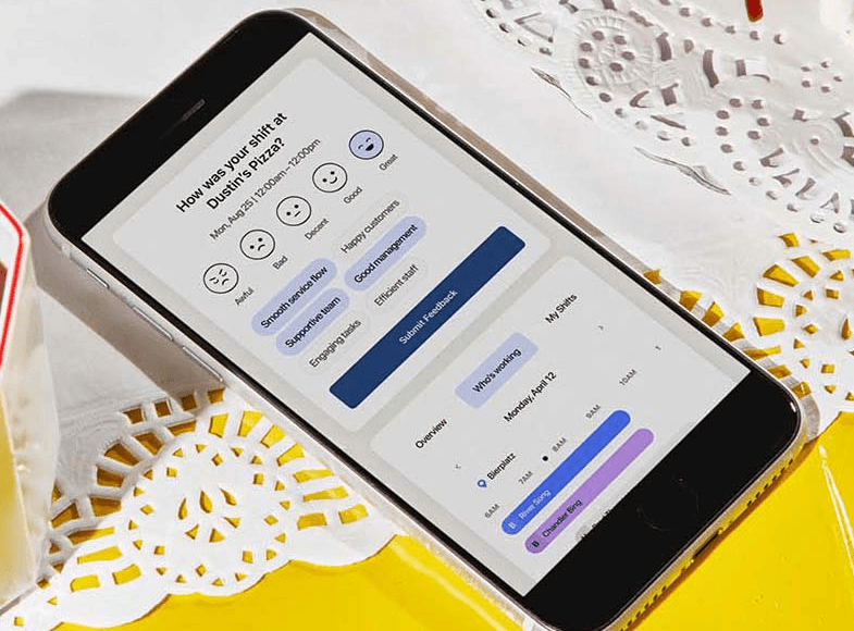 Ipad showing Dustin's Pizza schedule