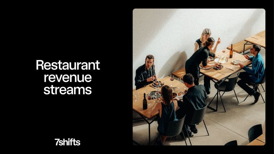 People dining at restaurant table, discussing revenue strategies.
